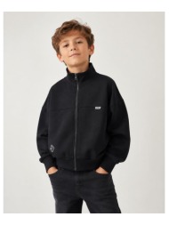 ζακέτα φούτερ oversized χωρίς χνούδι για αγόρια ido-4.h602-0658-black