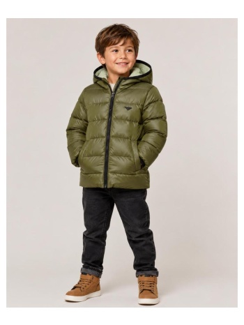 χειμερινό puffer μπουφάν με fleece επένδυση και κουκούλα
