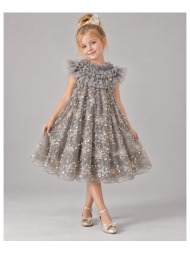φόρεμα τούλι κορίτσι angel`s face-dominique flower sequin dress-dominique g2-grey