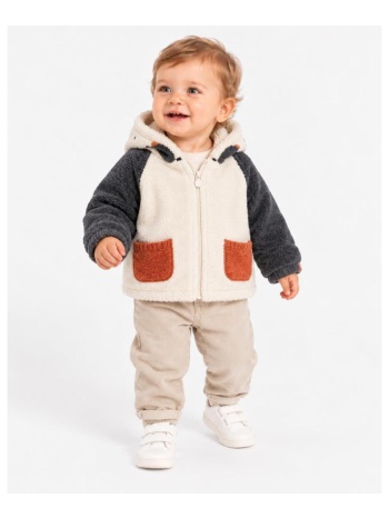 ζακέτα με κουκούλα για μωρό unisex boboli-244101-1111-ecru