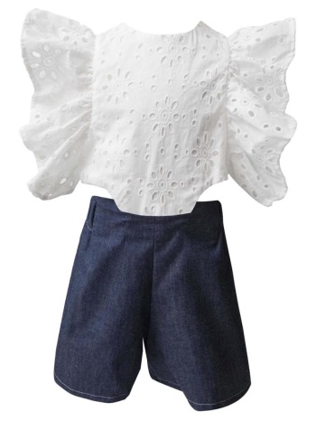 ολόσωμη φόρμα-σορτς υφασμάτινο κορίτσι two in a