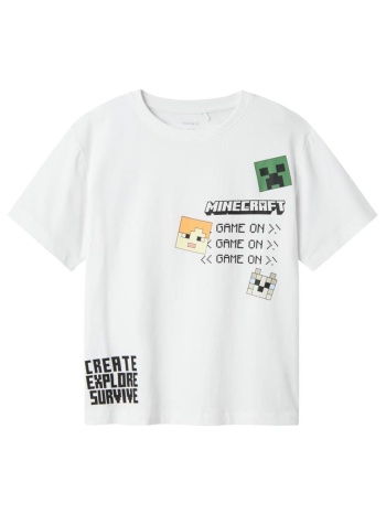 μπλούζα μακό αγόρι minecraft name it-13238538-bright white σε προσφορά