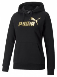 puma ess+ metallic logo hoodie fl 849958-01 μαύρο