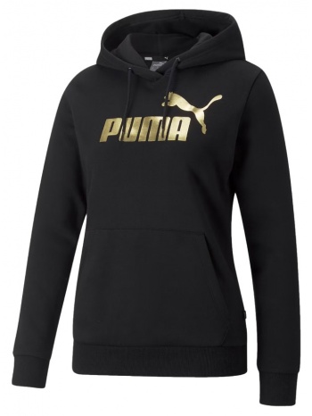 puma ess+ metallic logo hoodie fl 849958-01 μαύρο σε προσφορά