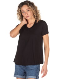 γυναικειο μονοχρωμο t-shirt funky buddha fbl00110304-black μαύρο