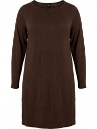 zizzi πλεκτό φόρεμα `mshape` σοκολατί εξωτερικό υλικό:βαμβάκι=50%,βισκόζη=50%