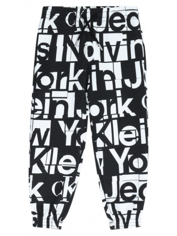 calvin klein jeans παντελόνι `grid` μαύρο / λευκό