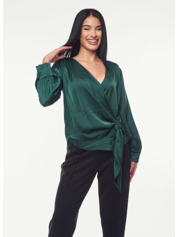 μπλουζα σατεν με δεσιμο κυπαρισσι κυπαρισσί σε προσφορά