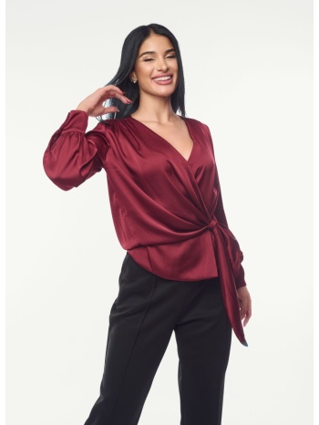 μπλουζα σατεν με δεσιμο μπορντο μπορντό σε προσφορά