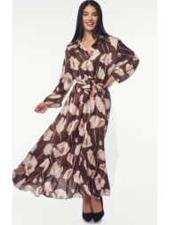 φορεμα floral maxi καφε ...