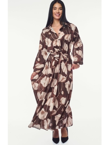 φορεμα floral maxi καφέ