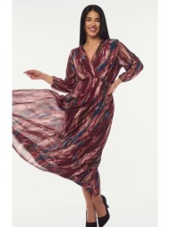 φορεμα floral maxi μπορντο μπορντό