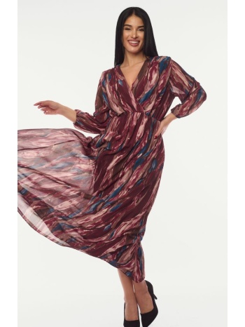 φορεμα floral maxi μπορντο μπορντό