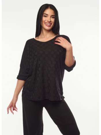 μπλουζα με πουα αναγλυφο σχεδιο μαυρη μαύρο σε προσφορά
