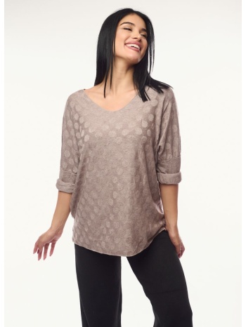 μπλουζα με πουα αναγλυφο σχεδιο γκρι σε προσφορά