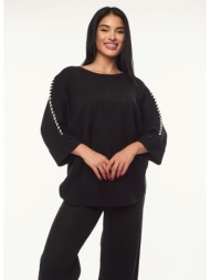 μπλουζα oversized με διακοσμητικες ραφες μαυρη μαύρο