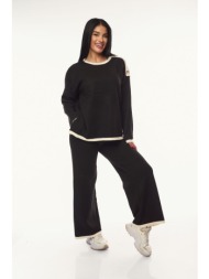 σετ μπλουζα & παντελονα πλεκτο με χρυσα κουμπια μαύρο