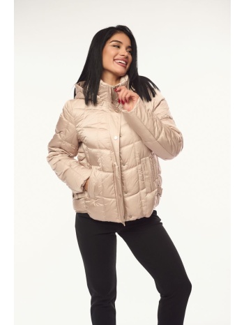 μπουφαν κοντο με κουκουλα που αφαιρειται μπεζ σε προσφορά