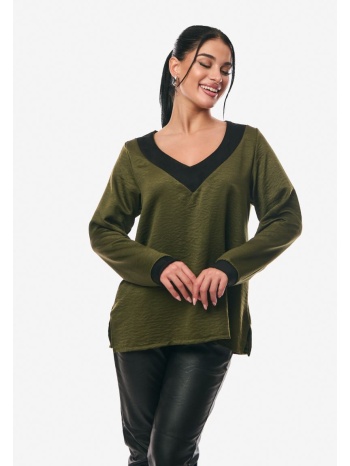 μπλουζα με βε σατινε χακί σε προσφορά