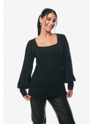 μπλουζα με τετραγωνο κοψιμο μαύρο