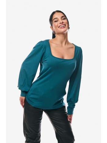 μπλουζα με τετραγωνο κοψιμο πετρόλ σε προσφορά