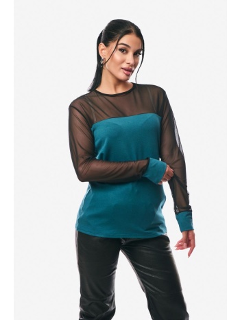 μπλουζα με διαφανεια πετρόλ σε προσφορά