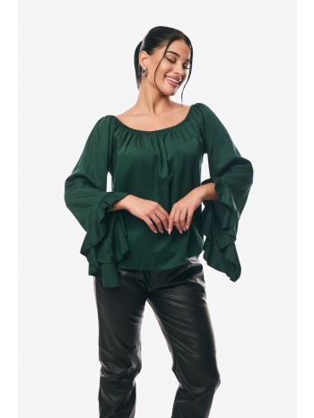 μπλουζα με βολαν μανικι κυπαρισσι κυπαρισσί σε προσφορά