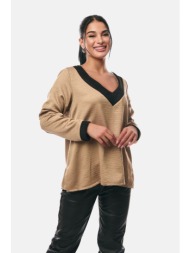 μπλουζα με βε σατινε μπεζ