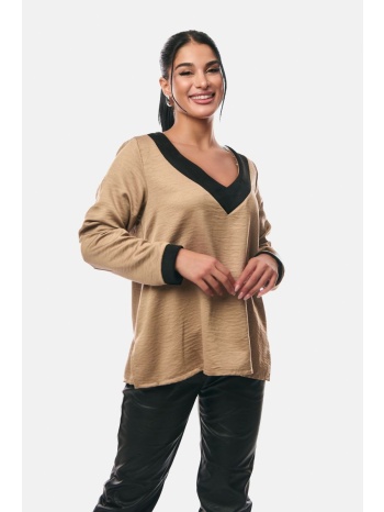 μπλουζα με βε σατινε μπεζ σε προσφορά