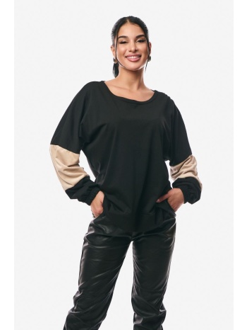 μπλουζα με λαστιχο στο μανικι μαύρο σε προσφορά
