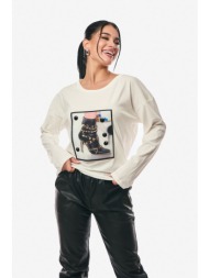 μπλουζα με τυπωμα εκρού