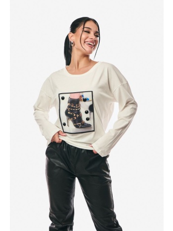 μπλουζα με τυπωμα εκρού σε προσφορά