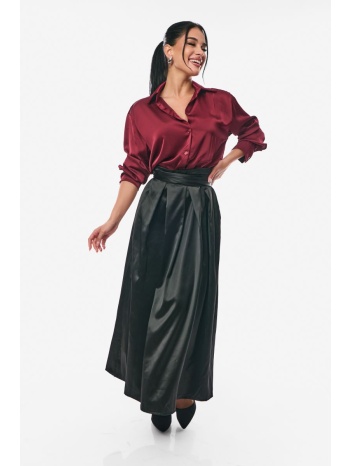 φουστα σατεν με ζωνη μαύρο