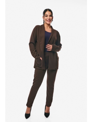 σακακι με γυριστο μανικι και τσεπες καφέ σε προσφορά