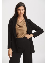 σακακι με γυριστο μανικι και τσεπες μαύρο