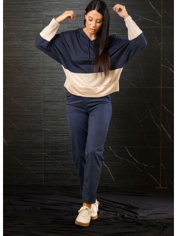 μπλουζα διχρωμη με κουκουλα μπλε σε προσφορά