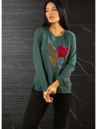 μπλουζα με ανοιγματα και τυπωμα love πράσινο