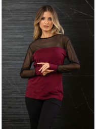 μπλουζα με διαφανεια μπορντό