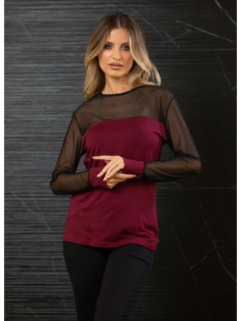 μπλουζα με διαφανεια μπορντό σε προσφορά