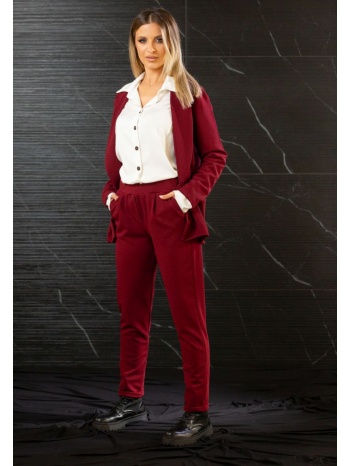 παντελονι με λαστιχο στην μεση και ρεβερ μπορντό σε προσφορά