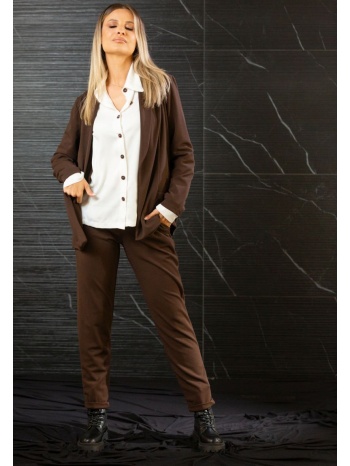 παντελονι με λαστιχο στην μεση και ρεβερ καφέ σε προσφορά