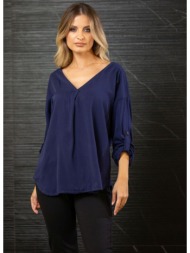 μπλουζα με γυριστο μανικι μπλε