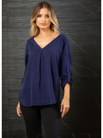 μπλουζα με γυριστο μανικι μπλε σε προσφορά