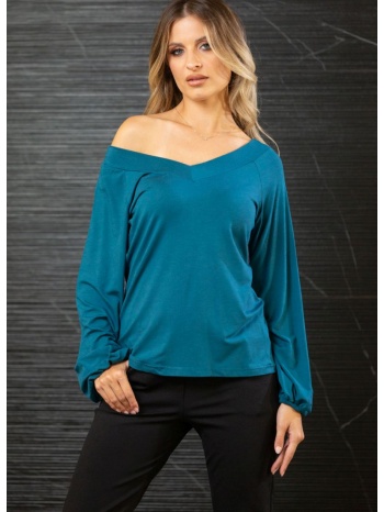 μπλουζα με βε μπρος πισω πετρόλ σε προσφορά