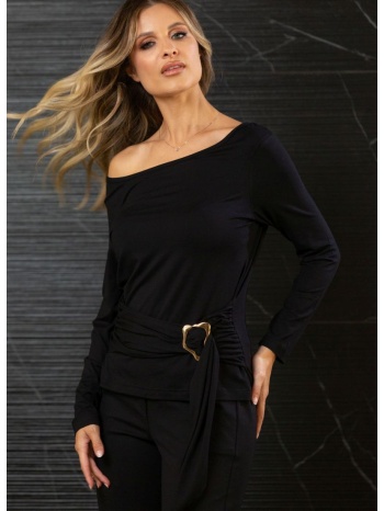 μπλουζα με ζωνη και διακοσμητικη αγκραφα πράσινο σε προσφορά