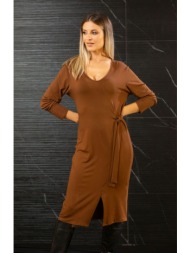 φορεμα με δεσιμο μπεζ