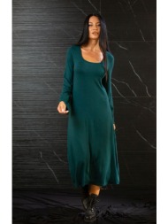 φορεμα με τετραγωνο ντεκολτε και καμπανα μανικια κυπαρισσί