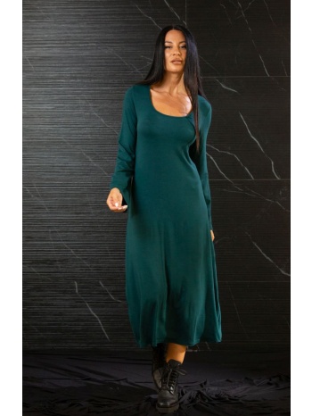 φορεμα με τετραγωνο ντεκολτε και καμπανα μανικια κυπαρισσί