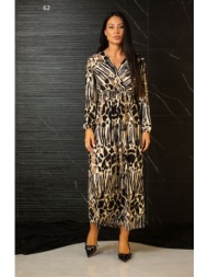 φορεμα μακρυ κρουαζε με λαστιχο στα μανικια μαύρο