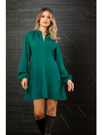 φορεμα κοντο με μαο γιακα καφέ